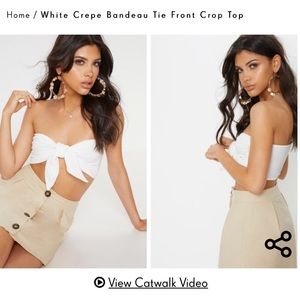 White Crepe Bandeau Front Tie